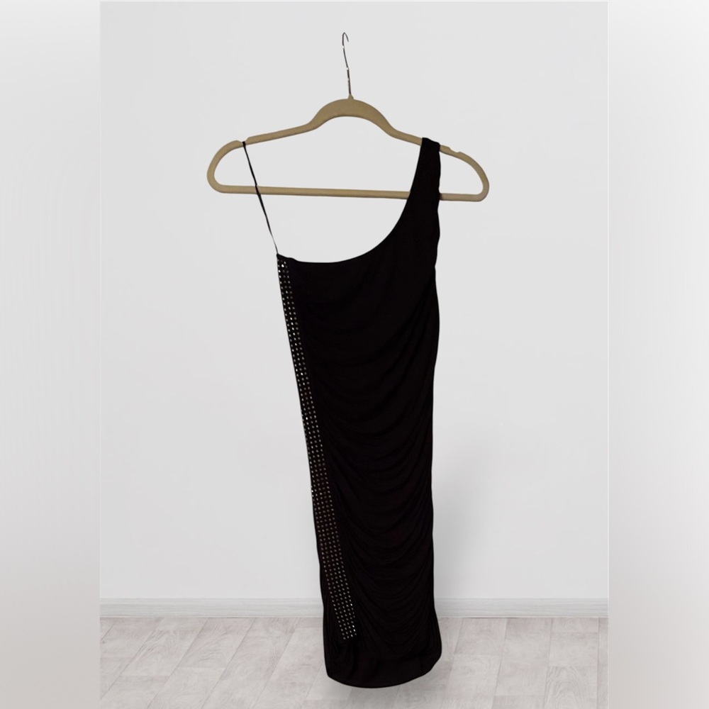 Guess Black One-Shoulder Dress with Silver Accents